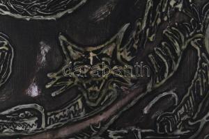 Sasvári Dániel jelzéssel (a hátoldalán): Gombolyaggal játszó macska. Vegyes technika, farost, 50×70 ...