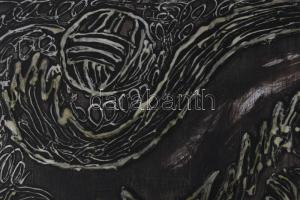 Sasvári Dániel jelzéssel (a hátoldalán): Gombolyaggal játszó macska. Vegyes technika, farost, 50×70 ...