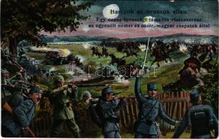 Harcok az oroszok ellen, egy orosz lovassági támadás visszaverése az egyesült német és osztrák-magyar csapatok által / WWI K.u.k and German military against the Russian, Viribus Unitis. L&amp;P 1682. (apró szakadás / tiny tear)