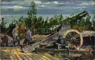 Nehéz várágyú a Nida mellett / Weltkrieg 1914-1915. Schweres Festungsgeschütz an der Nida / WWI Austro-Hungarian K.u.K. military, heavy siege artillery (EK)
