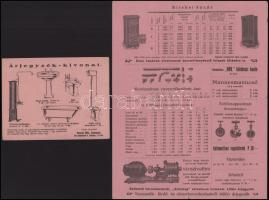 cca 1930 Bp. VI., Szántó és Társa Műszaki Vállalata 2 db képes árjegyzék kivonata szaniterek, kályhá...
