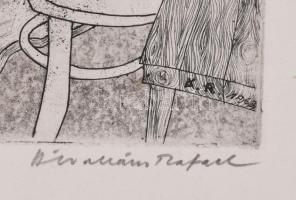 Ábrahám Rafael (1929-2014): Műterem. Rézkarc papír, jelzett, 18×13 cm