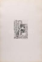 Ábrahám Rafael (1929-2014): Műterem. Rézkarc papír, jelzett, 18×13 cm