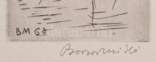 Borsos Miklós (1906-1990): Női akt. Rézkarc, papír, jelzett, 15x8 cm