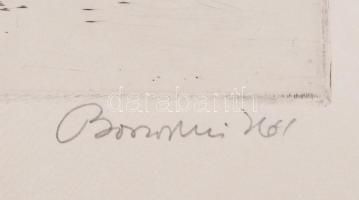 Borsos Miklós (1906-1990): Lovas kép. Rézkarc, papír, jelzett, 29x39 cm