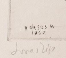 Borsos Miklós (1906-1990): Lovas kép. Rézkarc, papír, jelzett, 29x39 cm