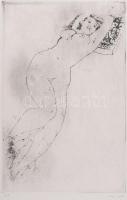 László Gyula (1910-1998): Akt (Női akt). Rézkarc, papír, jelzett, 29,5×19 cm
