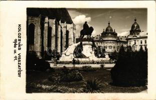 1940 Kolozsvár, Cluj; Mátyás király szobor / statue, monument. photo + "1940 Kolozsvár visszatért" So. Stpl. (EK)