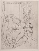 Borsos Miklós (1906-1990): Női alak. Rézkarc, papír, jelzett, 39,5x29,5 cm