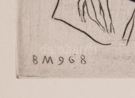 Borsos Miklós (1906-1990): Női alak. Rézkarc, papír, jelzett, 39,5x29,5 cm