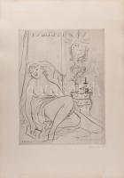 Borsos Miklós (1906-1990): Női alak. Rézkarc, papír, jelzett, 39,5x29,5 cm