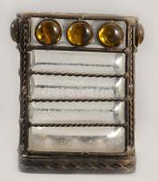 Szerelékbe fújt iparművész asztaldísz, m: 13 cm