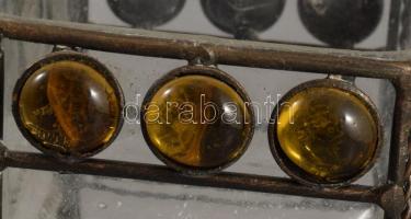 Szerelékbe fújt iparművész asztaldísz, m: 13 cm