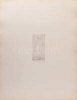 Borsos Miklós (1906-1990): Álló női hátakt. Rézkarc, papír, jelzett, 16x6,5 cm