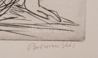 Borsos Miklós (1906-1990): Merengő. Rézkarc, papír, jelzett, 24,5x29 cm