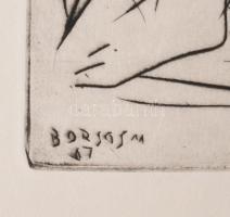 Borsos Miklós (1906-1990): Merengő. Rézkarc, papír, jelzett, 24,5x29 cm