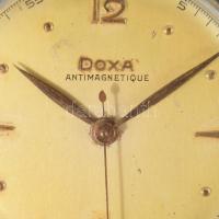 Doxa kézi felhúzós karóra, szép számlappal, működik, bőr szíjjal 34 mm