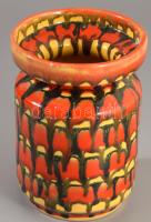 Iparművész váza, címkével jelzett, hibátlan, m: 16 cm