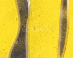 Iparművész üveg plakett fali dísz, jelzés nélkül, színezett üveg, 45x22 cm