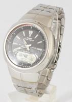 Casio wave ceptor kvarc karóra. elemmel, működik, fém szíjjal. d: 40 mm