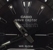 Casio wave ceptor kvarc karóra. elemmel, működik, fém szíjjal. d: 40 mm