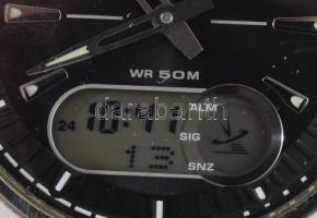 Casio wave ceptor kvarc karóra. elemmel, működik, fém szíjjal. d: 40 mm