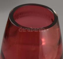 Bohemia mid-century kissé bordázott szivarváza, címkével jelzett, hibátlan, m: 25,5 cm