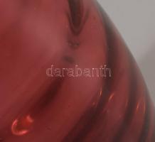 Bohemia mid-century kissé bordázott szivarváza, címkével jelzett, hibátlan, m: 25,5 cm