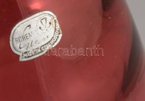 Bohemia mid-century kissé bordázott szivarváza, címkével jelzett, hibátlan, m: 25,5 cm