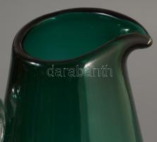 Türkizzölden színezett üveg kancsó, hibátlan, m: 28 cm