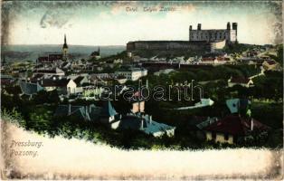 1916 Pozsony, Pressburg, Bratislava; látkép, vár, régi ortodox zsinagóga / general view with castle and old Orthodox synagogue (EK)
