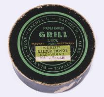 Poudre Grill Lux Balogh János Nagyvárad papírdoboz, kopásokkal, d: 8,5 cm, m: 3,5 cm