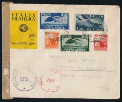 Olaszország 1946 Dekoratív légi cenzúrázott levél szép levélzáróval Rómából Ausztriába
