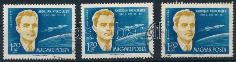 1962 A világűr meghódítói 1,70Ft "N" betű után pont és "R" betűben eltömődés lemezhibák + támpéldány (7.000)
