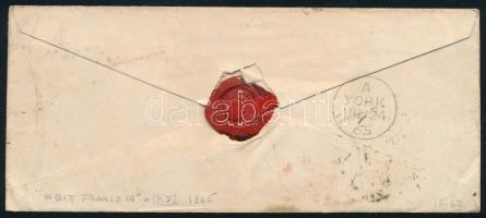 Ausztria 1865 Levél 10kr + 15kr bélyegekkel "WIEN" - "YORK"