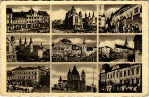 1941 Marosvásárhely, Targu Mures; mozaiklap 9 képpel / multi-view postcard with 9 images (ázott sarok / wet corner)