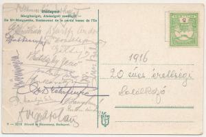 Budapest XIII. Margitsziget, Alsószigeti vendéglő, étterem, hátoldalon érettségi találkozó résztvevő...