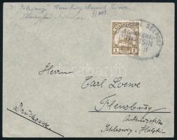 Kína Kiautschou 1911 Nyomtatvány 1cent bélyeggel, ritka "DEUTSCHE SEEPOST / SHANGHAI - TIENTSIN" hajóposta bélyegzéssel Németországba. R!