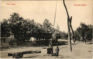 1911 Balatonszemes, falu részlet, kút. Berliner Simon kiadása (EK)