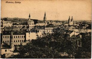 1924 Miskolc, látkép, bal szélen zsinagóga. Vasúti levelezőlapárusítás 26. sz. 1918. (kis szakadás / small tear)