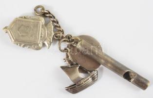 cca 1910 Hajós iskola emlék charm gyűjtemény, közte ezüst (Ag) darabbal.