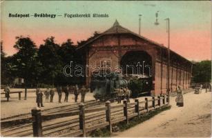 Budapest XII. Svábhegy, Fogaskerekű vasútállomás, gőzmozdony, vonat (EK)