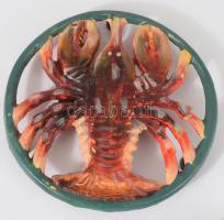 6 darab rákmintás festett öntöttvas edényalátét, 3 lábon állnak, d: 14,5 cm