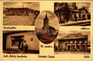 Piliscsév, Csév; Munkásotthon, vasútállomás, Római katolikus templom, iskola, Fuhl Mihály üzlete (szakadás / tear)