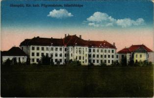 Jászapáti, Kir. katolikus főgimnázium, hátsó látkép. Koczka Andor kiadása (EB)