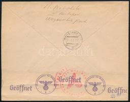 1940 Árvíz 10f és 20f ajánlott cenzúrázott FDC-n Varsóba