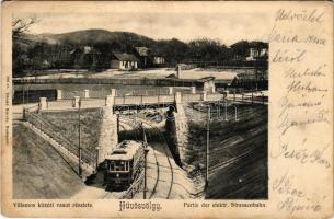 1903 Budapest II. Hűvösvölgy, villamos közúti vasút részlete, híd. Divald Károly 306. sz. (fl)