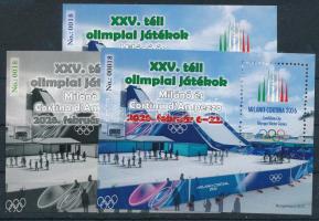 2025 XXV. Téli olimpiai játékok 2026 Milánó és Cortina d'Ampezzo 3 db-os emlékív garnitúra azonos (No 0018) sorszámmal