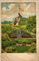 1952 Budapest XII. Széchenyi hegy, szobor és messzelátó. Athenaeum r.t. kőnyomása. Kiadja Jung Károly. litho (EB)