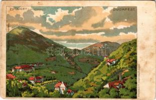 Budapest XII. Zugliget, János hegy, hátoldalon Pátria pótkávé reklám. Athenaeum r.t. kőnyomása. Kiadja Jung Károly. litho (Rb)